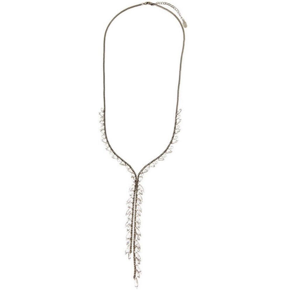Lisa Freede Crystal Rhinestone Long Lariat Bling Dressy Y Necklace